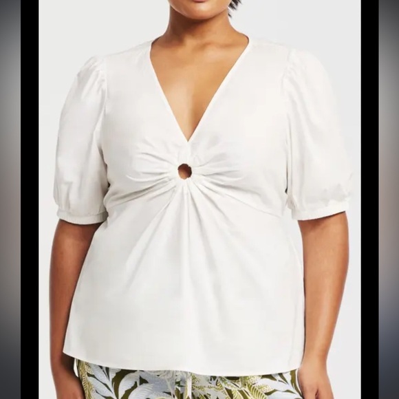 Michael Kors white keyholes blouse NWT 2X - Picture 1 of 10